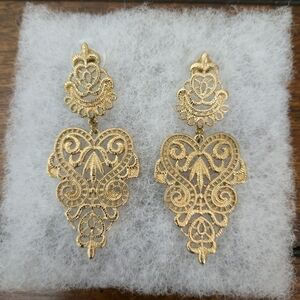 Banana Republic Gold Filigree Chandelier Earrings